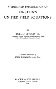 Cover of A simplified presentation of Einstein's unified field equations