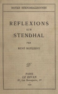 Cover of Réflexions sur Stendhal