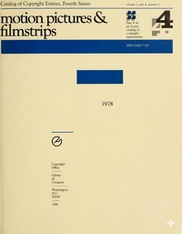 Cover of Motion pictures and filmstrips, 1978 : $b Catalog of copyright entries, fourth series, volume 1, part 4