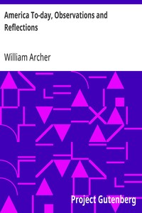 Cover of America To-day, Observations and Reflections