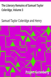 Cover of The Literary Remains of Samuel Taylor Coleridge, Volume 3