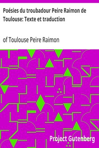 Cover of Poésies du troubadour Peire Raimon de Toulouse: Texte et traduction
