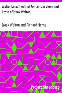 Cover of Waltoniana: Inedited Remains in Verse and Prose of Izaak Walton