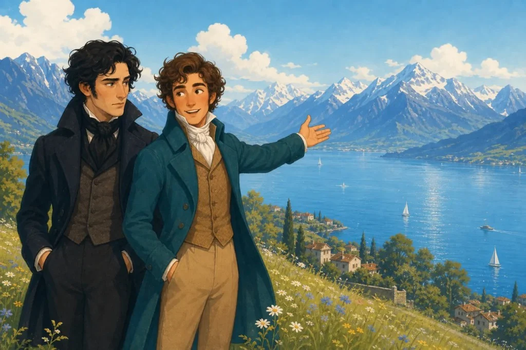 Illustrated scene from Pride and Prejudice