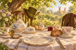 Drawn scene: the Mad Hatter's tea party