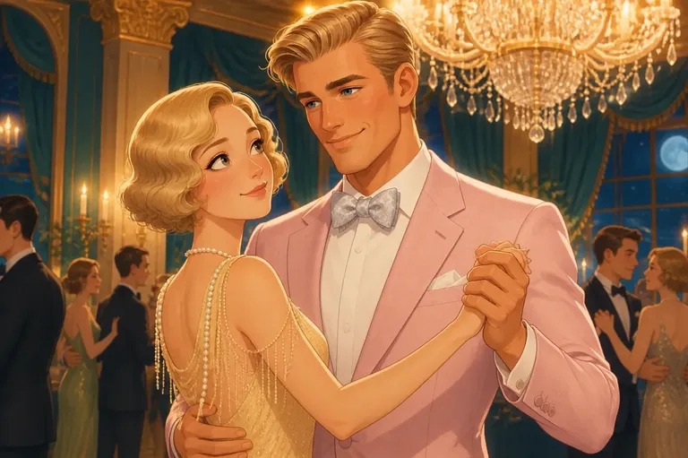 Illustrated scene from The Great Gatsby
