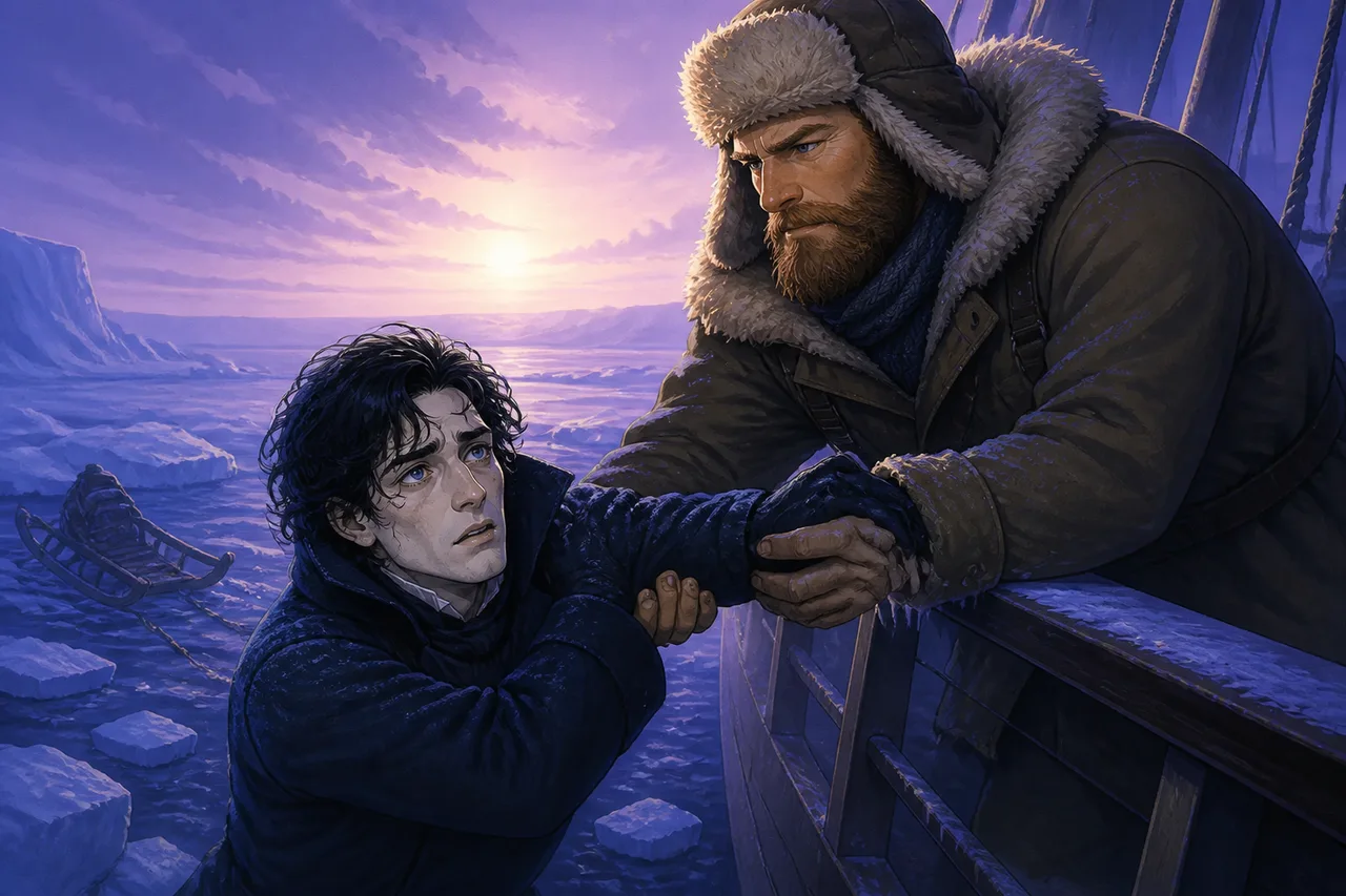 A ship locked in ice