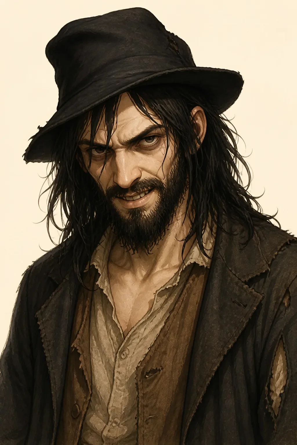 Pap: character portrait from Adventures of Huckleberry Finn (Twain, Mark)