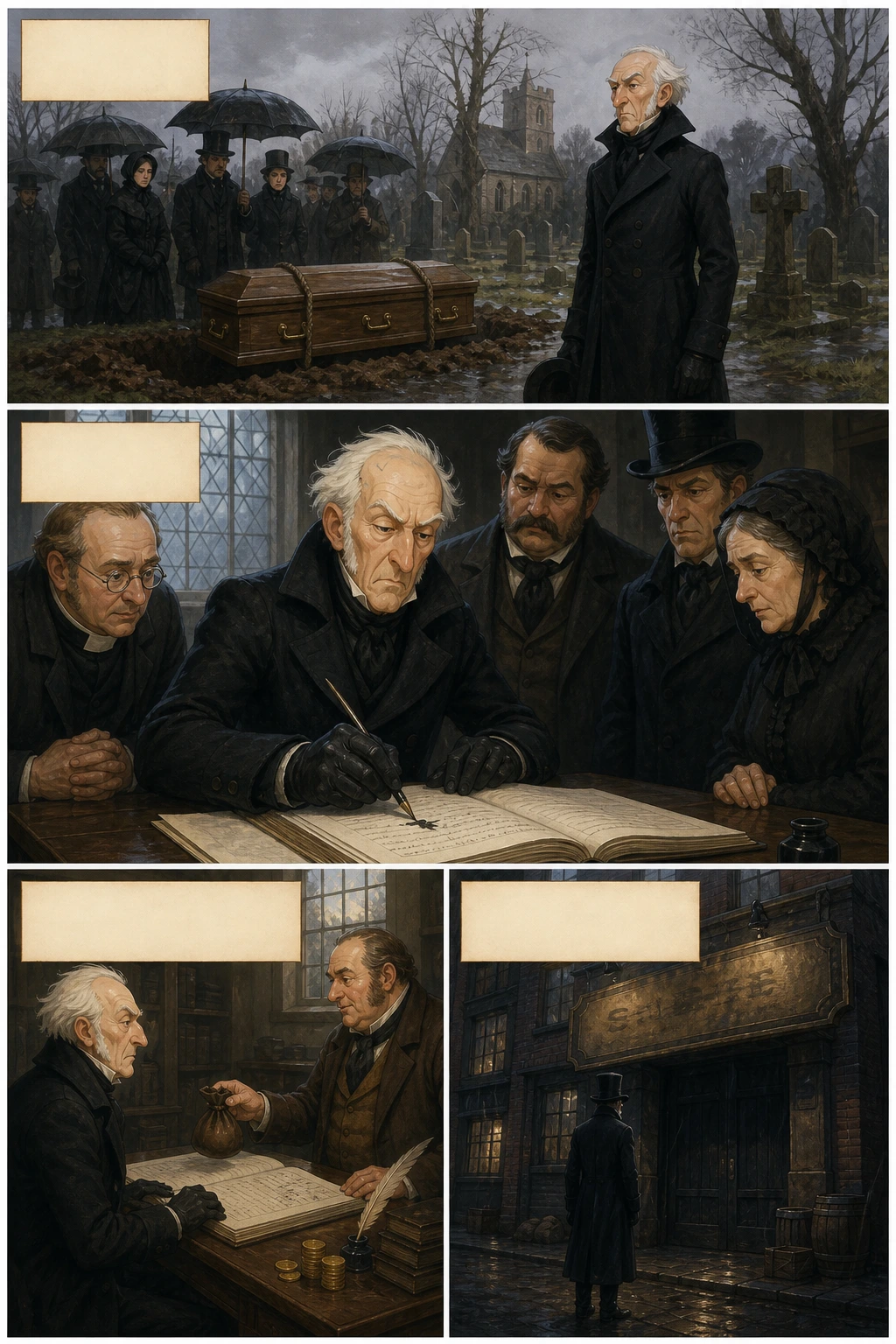 A Christmas Carol, illustrated page 1: Marley was dead: to begin with.