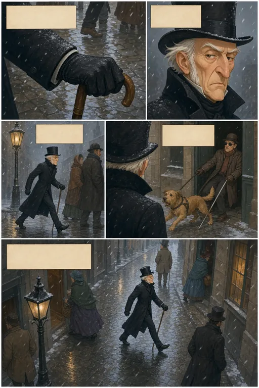 A Christmas Carol, illustrated page 2: Oh! But he was a tight-fisted hand at the grindstone, Scrooge!