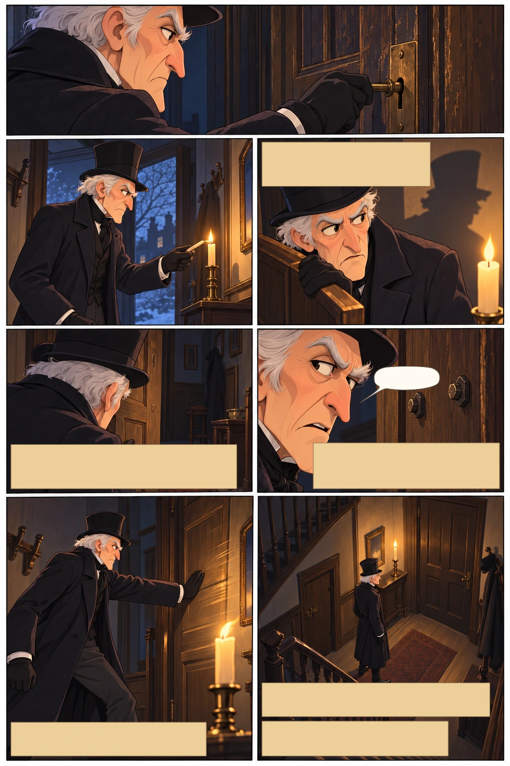 A Christmas Carol, illustrated page 11: He did pause, with a moment’s irresolution, before he shut the door…