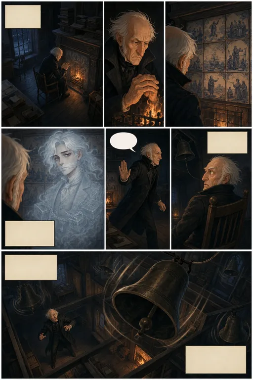 A Christmas Carol, illustrated page 14: It was a very low fire indeed. Nothing on such a bitter night.