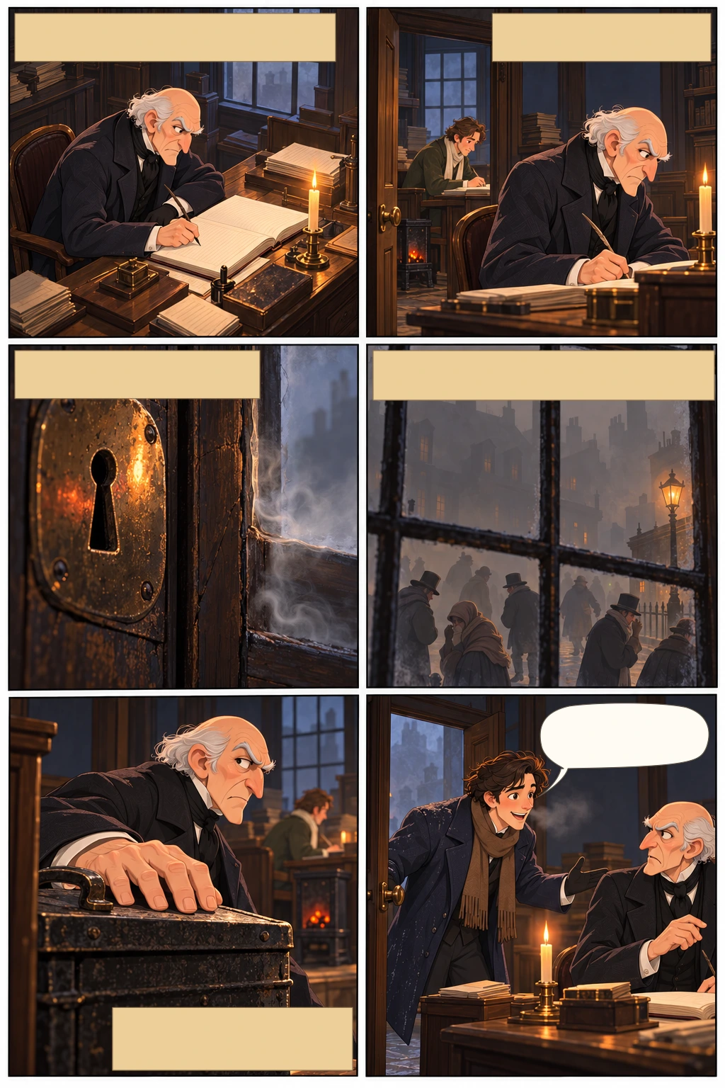 A Christmas Carol, illustrated page 3: Once upon a time — of all the good days in the year, on Christmas Eve…