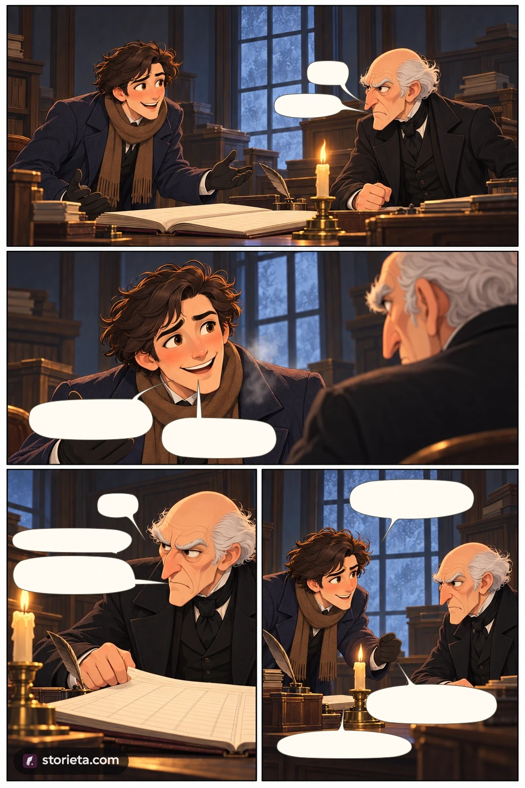 A Christmas Carol, illustrated page 4: Bah!