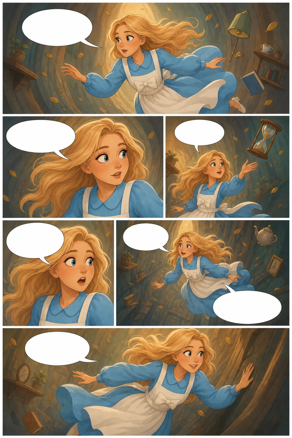 Alice's Adventures in Wonderland, illustrated page 4: I wonder how many miles I’ve fallen by this time?
