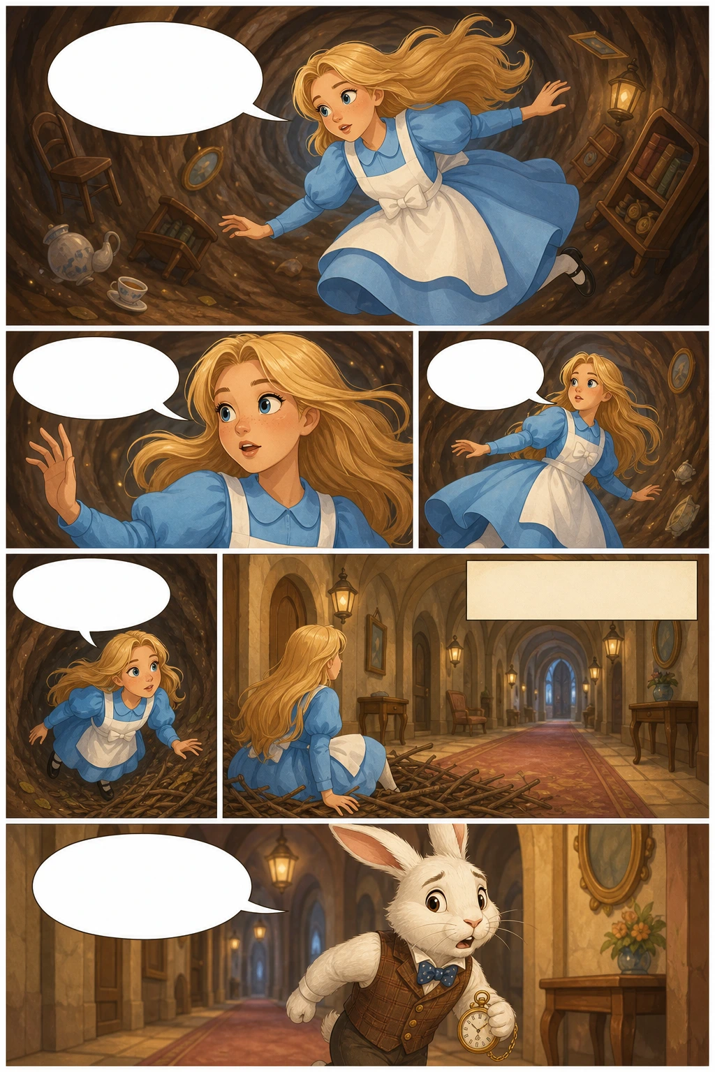 Alice's Adventures in Wonderland, illustrated page 5: Dinah’ll miss me very much tonight
