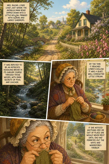 A drawn page from the comic edition of Anne of Green Gables