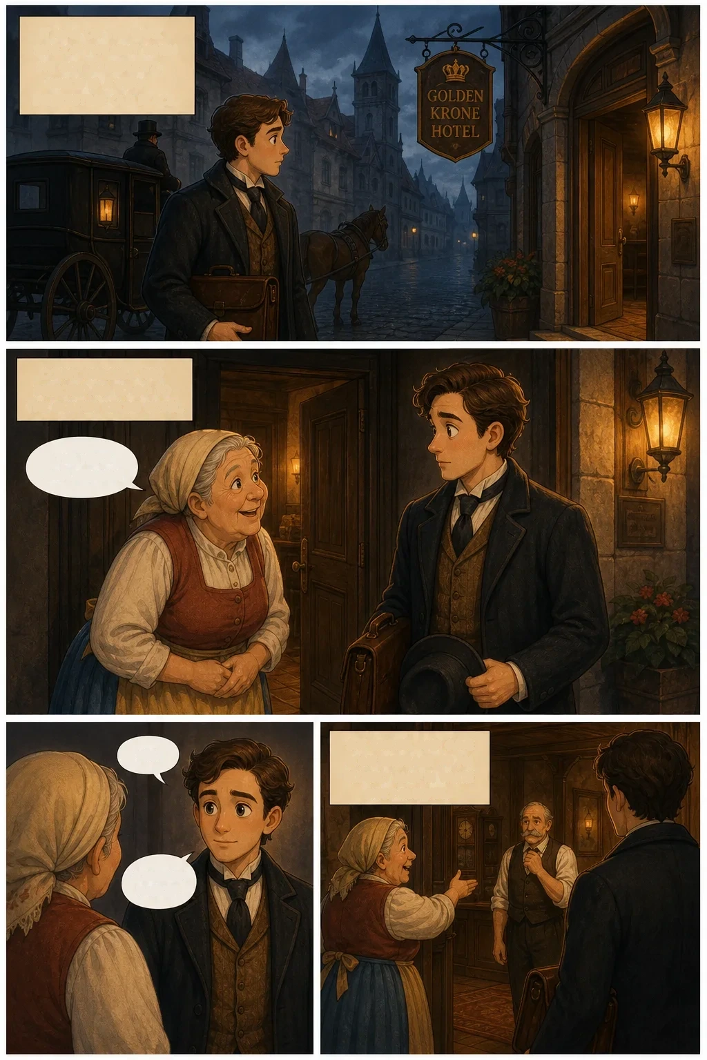 Dracula, illustrated page 7: It was on the dark side of twilight when we got to Bistritz, which is a very interesting old place.