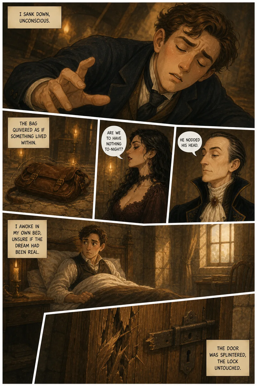 Dracula, illustrated page 17: I sank down, unconscious.