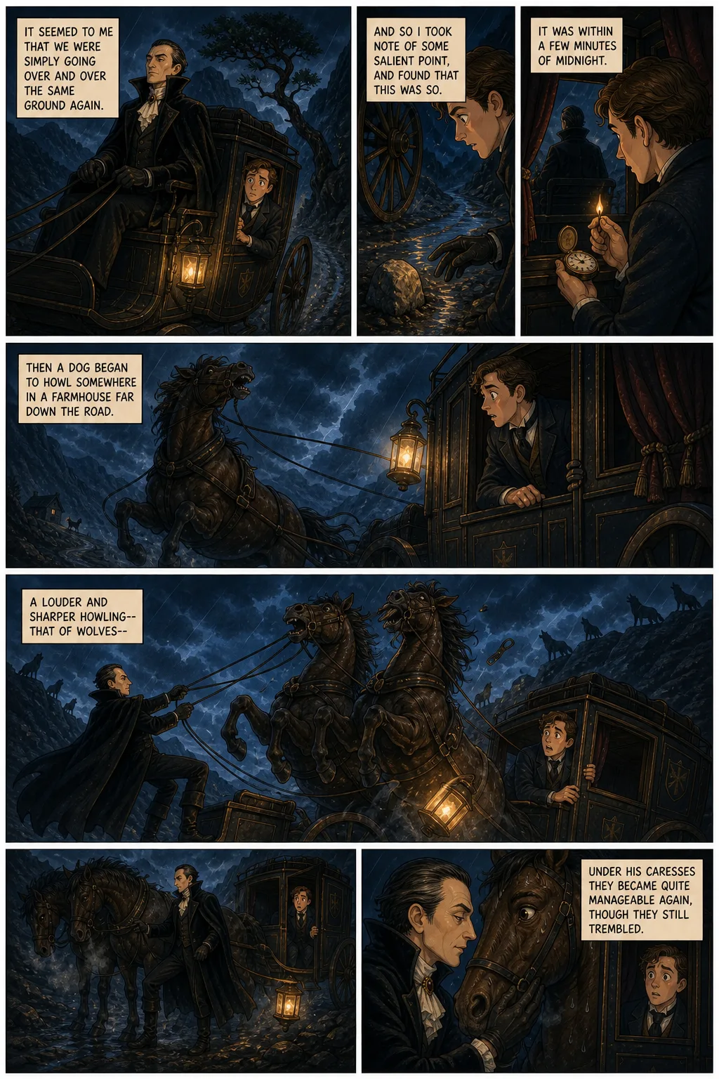 Dracula, illustrated page 24: It seemed to me that we were simply going over and over the same ground again;
