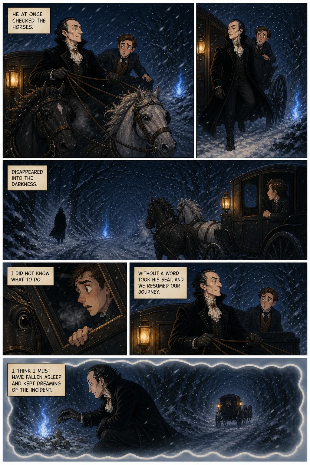 Dracula, illustrated page 26: he at once checked the horses