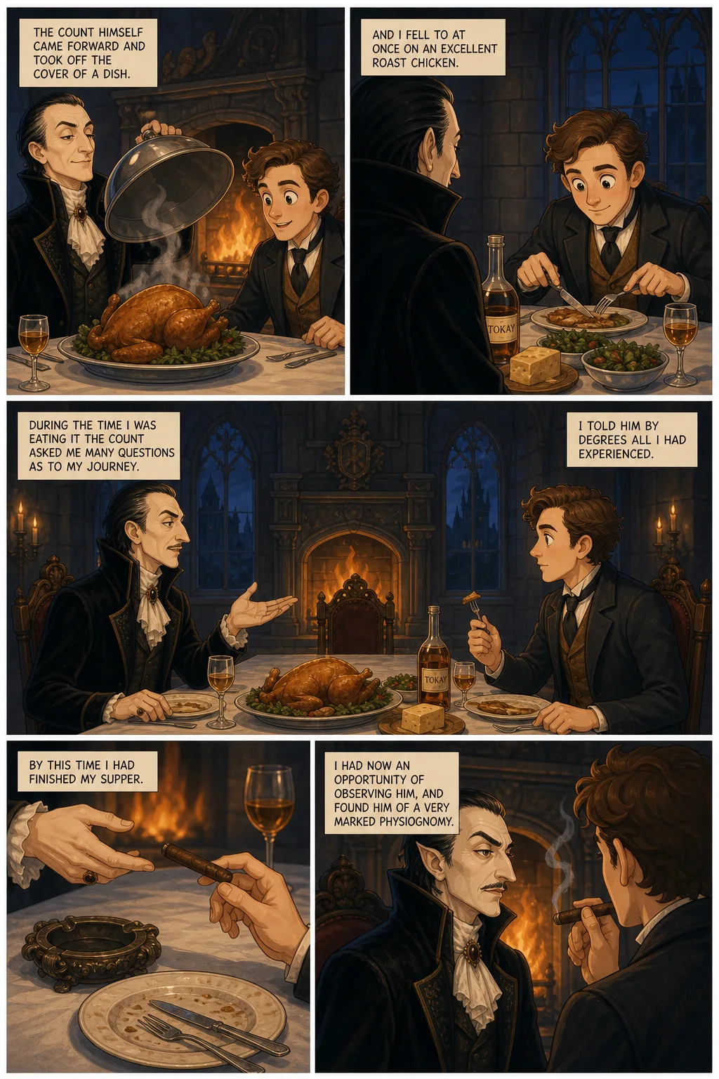 Dracula, illustrated page 37: The Count himself came forward and took off the cover of a dish,