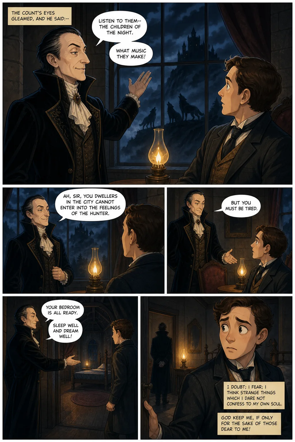 Dracula, illustrated page 39: The Count’s eyes gleamed, and he said:—