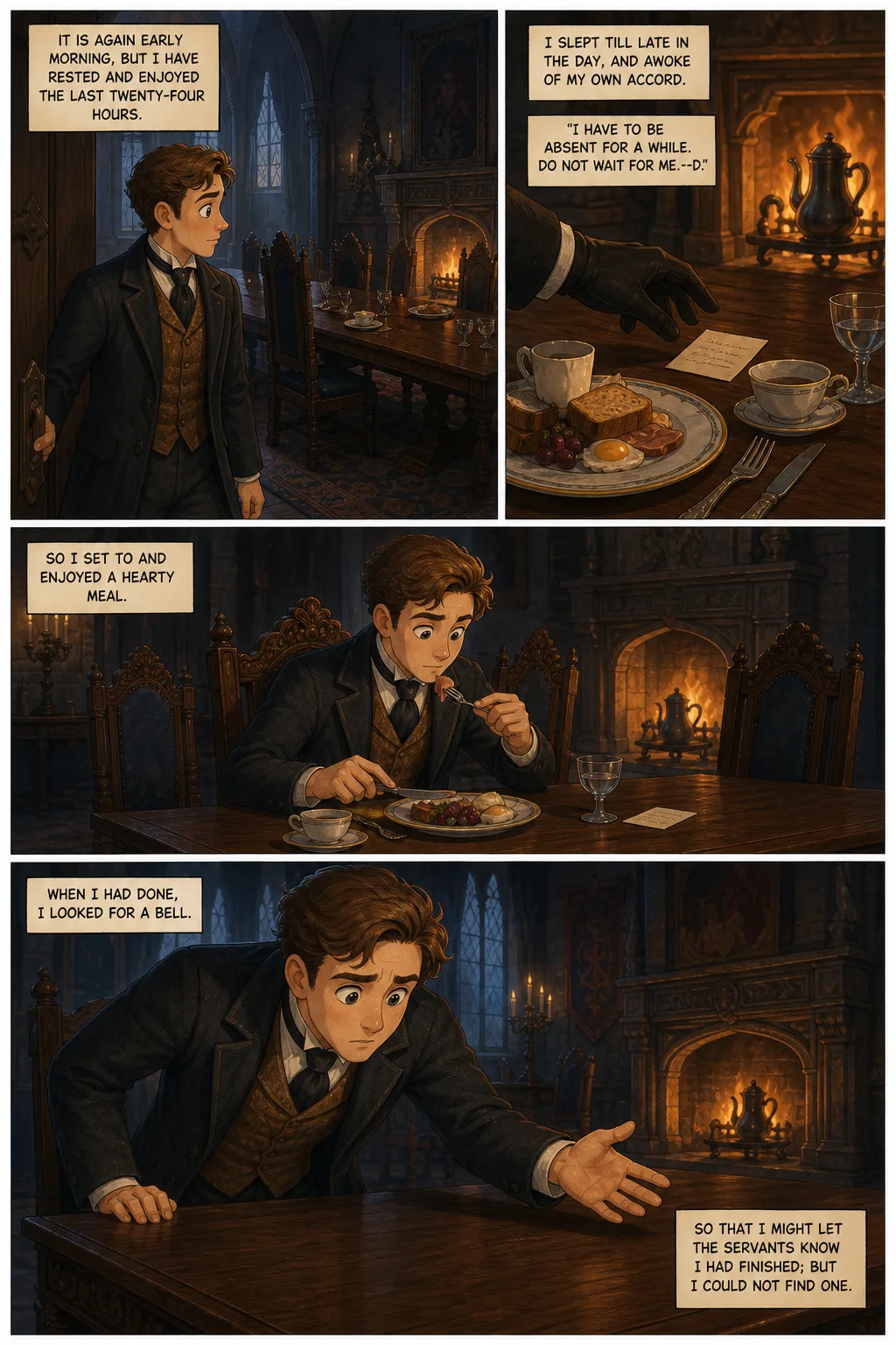 Dracula, illustrated page 40: It is again early morning, but I have rested and enjoyed the last twenty-four hours.