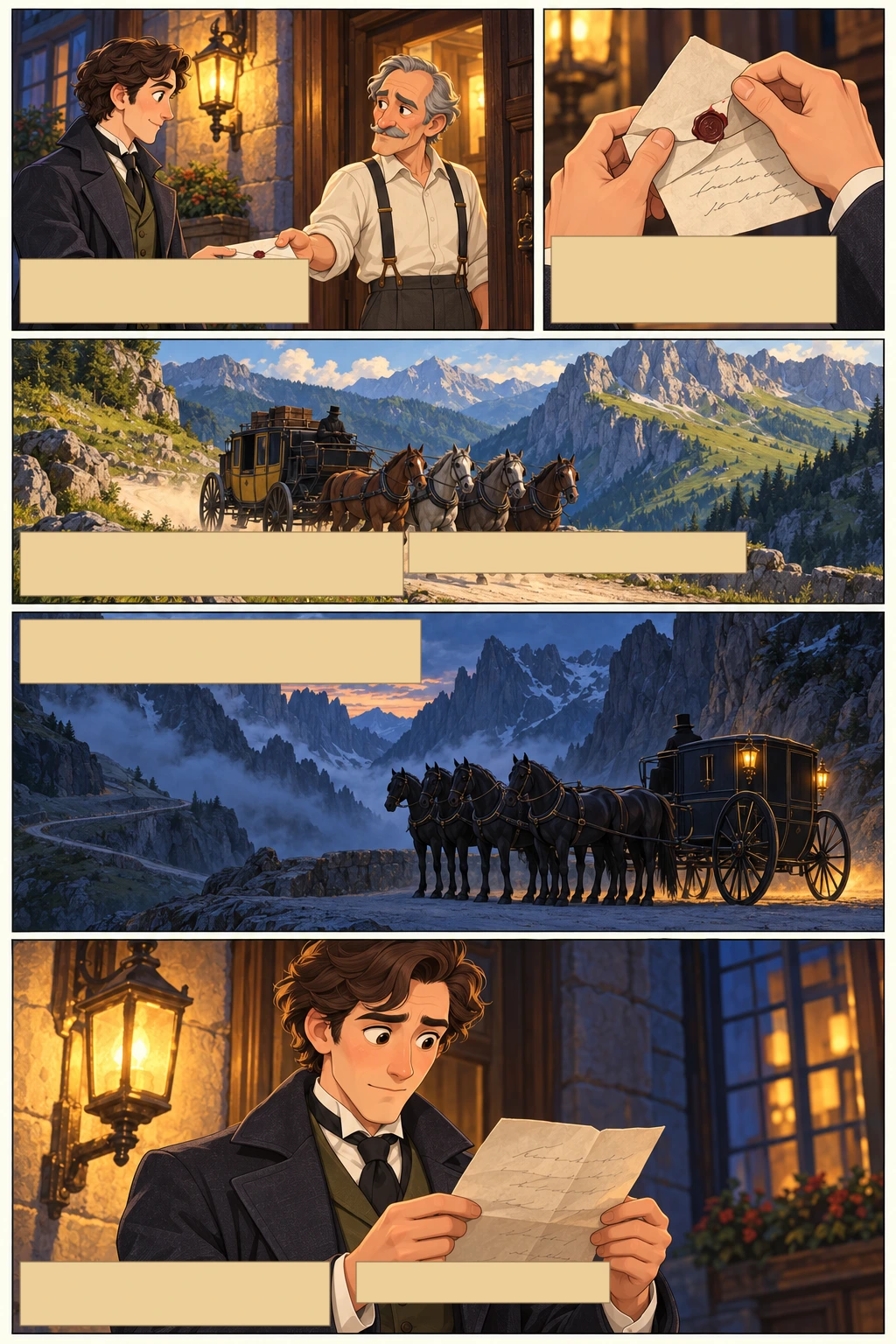 Dracula, illustrated page 8: He went, but immediately returned with a letter.