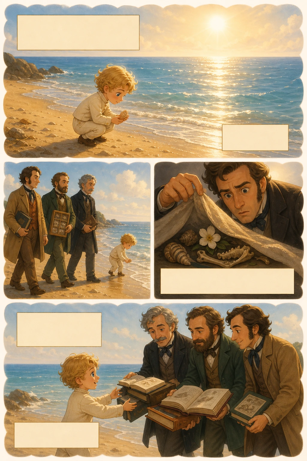 Frankenstein, illustrated page 13: Sir Isaac Newton is said to have avowed that he felt like a child picking up shells…