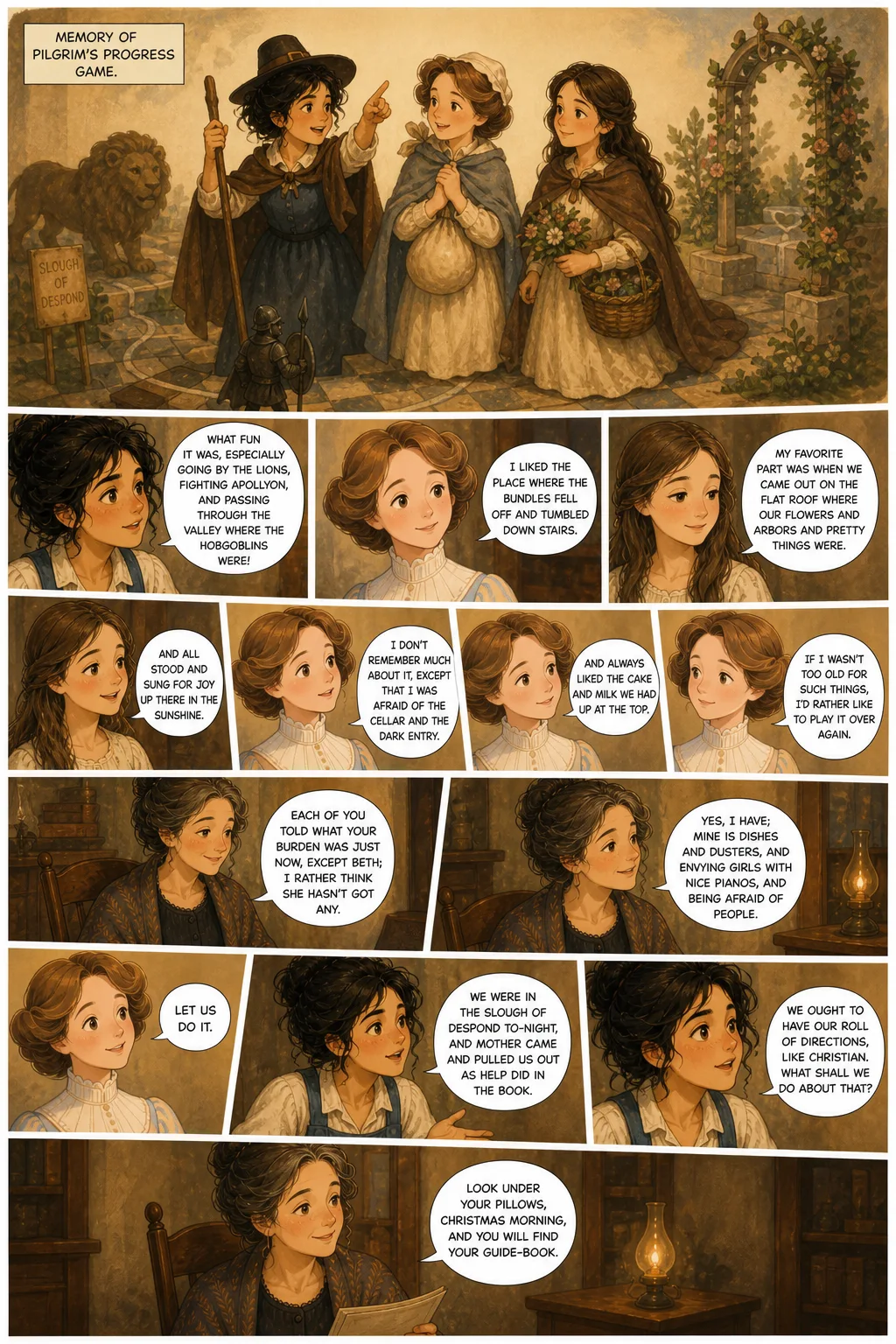 Little Women, illustrated page 21: Memory of Pilgrim's Progress game.
