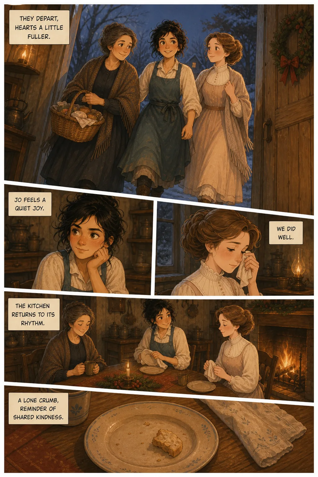 Little Women, illustrated page 30: They depart, hearts a little fuller.