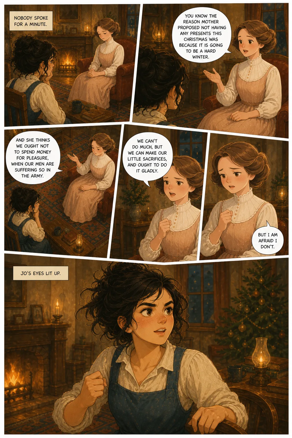 Little Women, illustrated page 5: Nobody spoke for a minute.