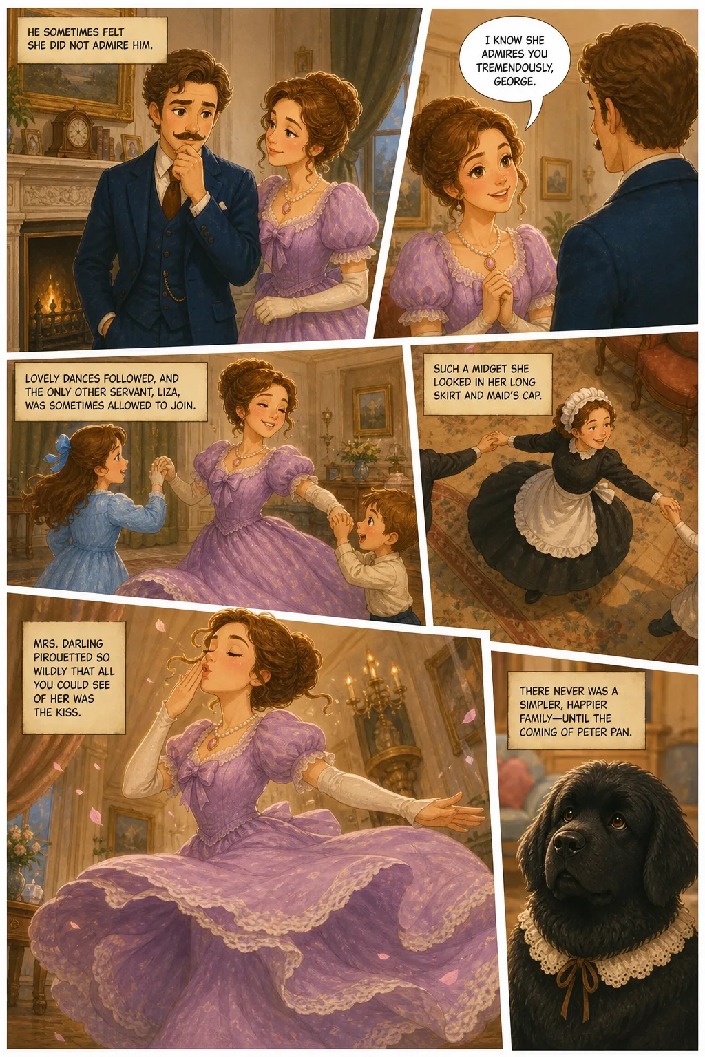 Peter Pan, illustrated page 8: He sometimes felt she did not admire him.