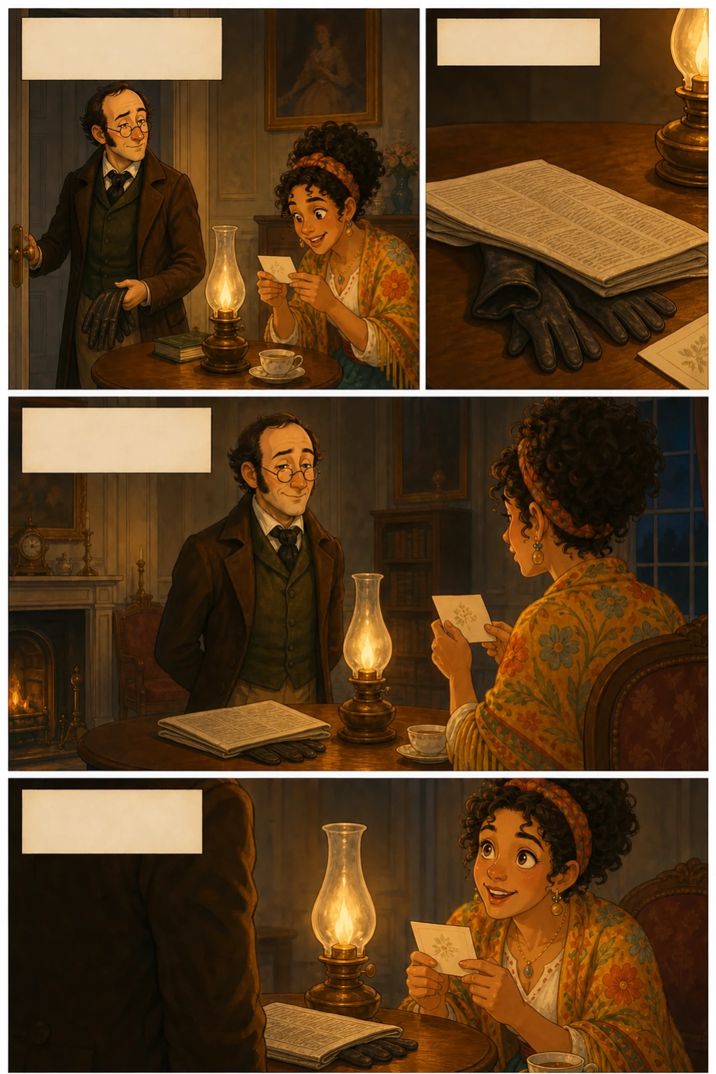 Pride and Prejudice, illustrated page 6: Mr. Bennet was among the earliest of those who waited on Mr. Bingley.