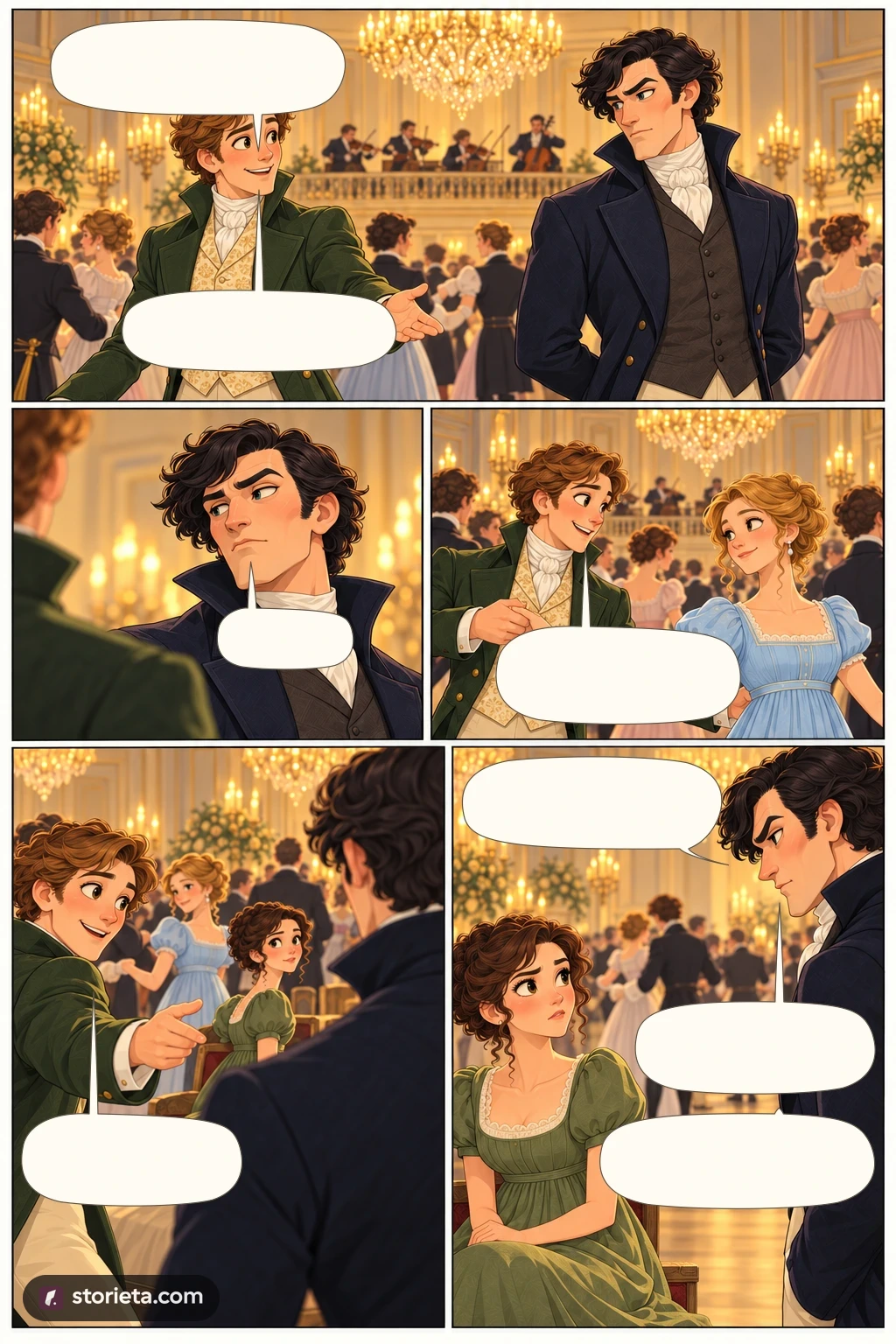 Pride and Prejudice, illustrated page 14: Come, Darcy, I must have you dance. I hate to see you standing about…
