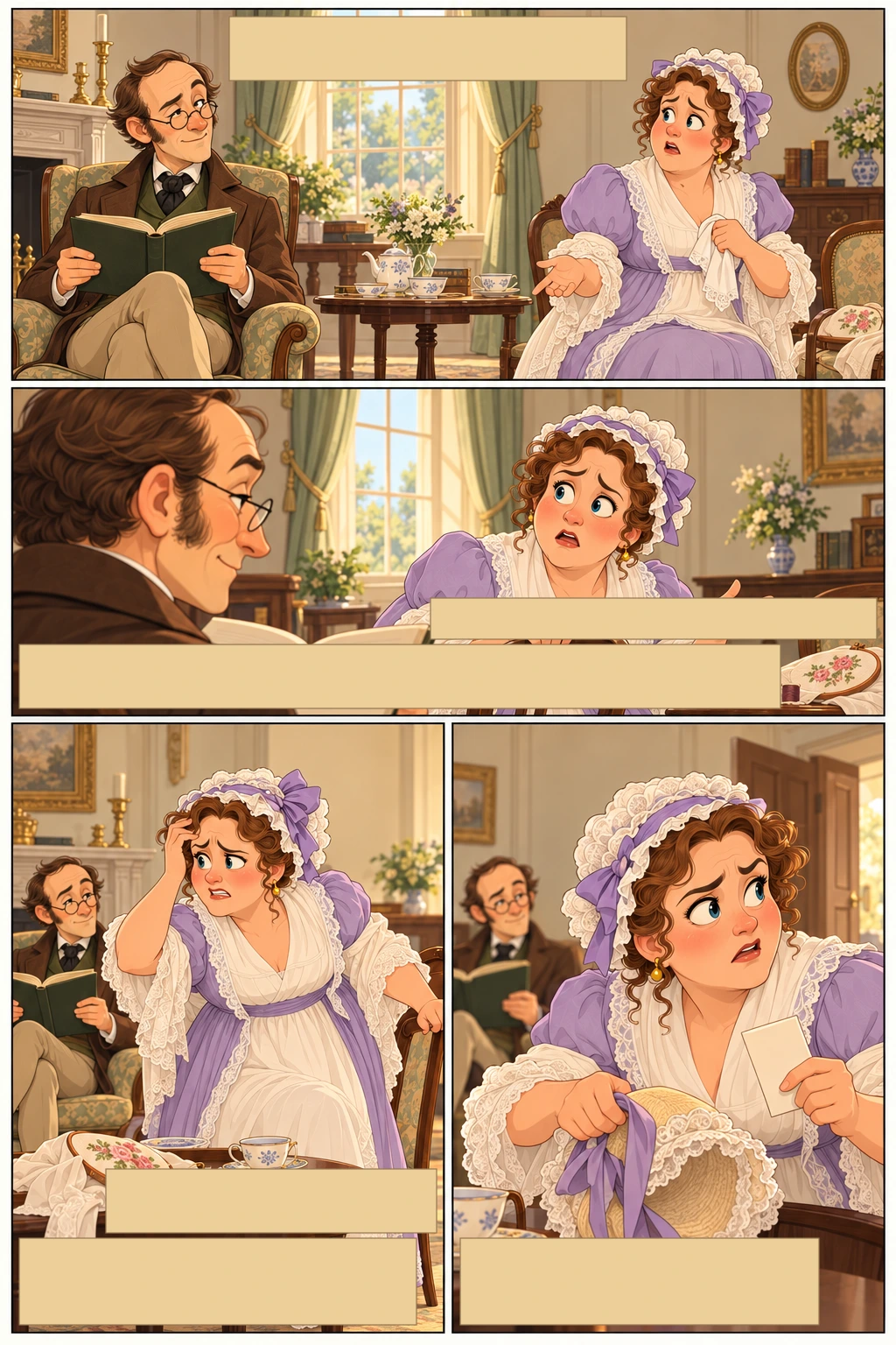 Pride and Prejudice, illustrated page 5: Mr. Bennet was so odd a mixture of quick parts, sarcastic humour…