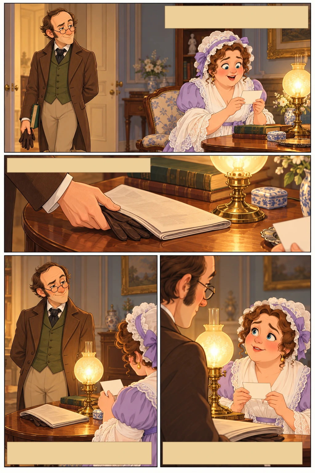 Pride and Prejudice, illustrated page 6: Mr. Bennet was among the earliest of those who waited on Mr. Bingley.