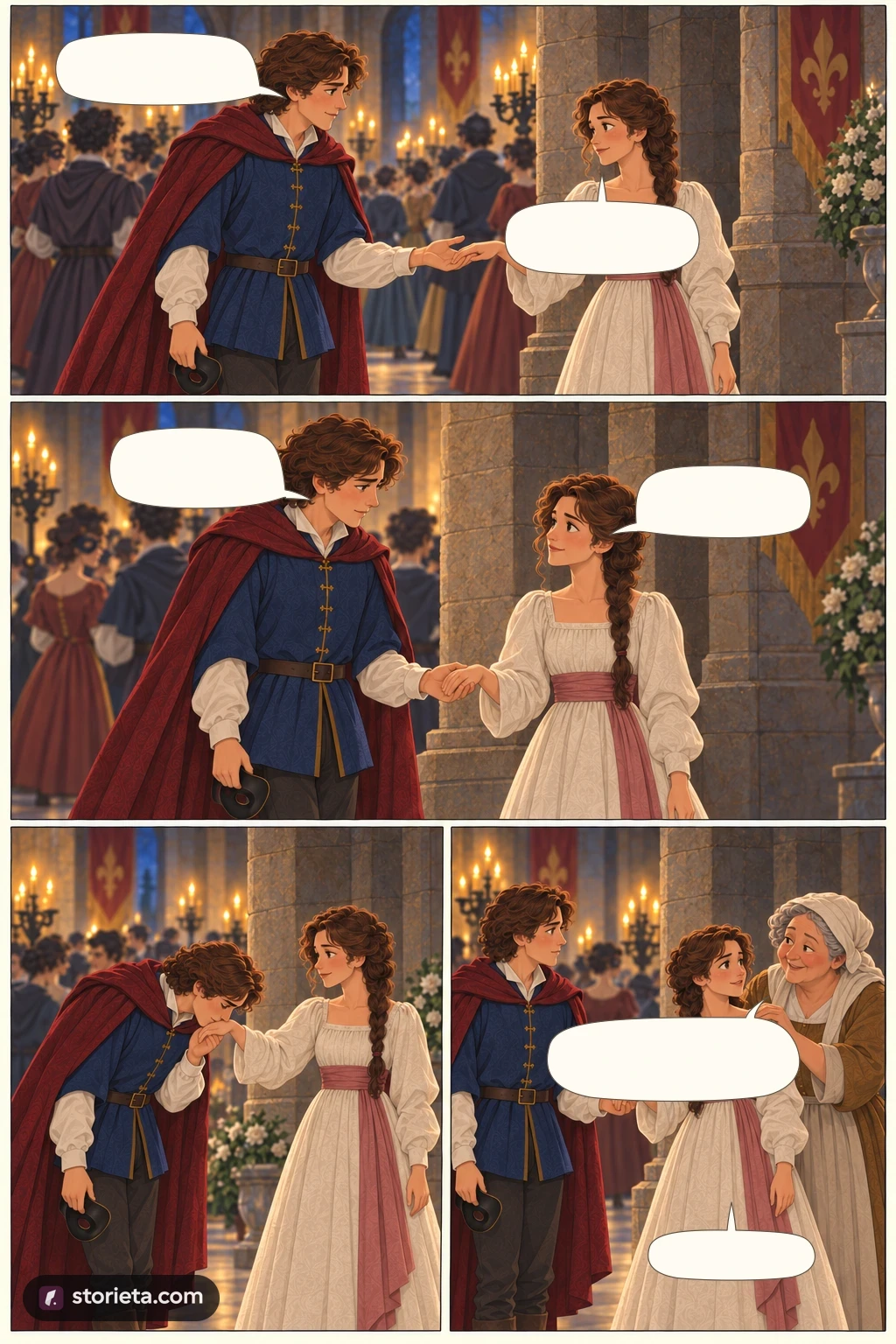 Romeo and Juliet, illustrated page 11: Forgive my boldness.