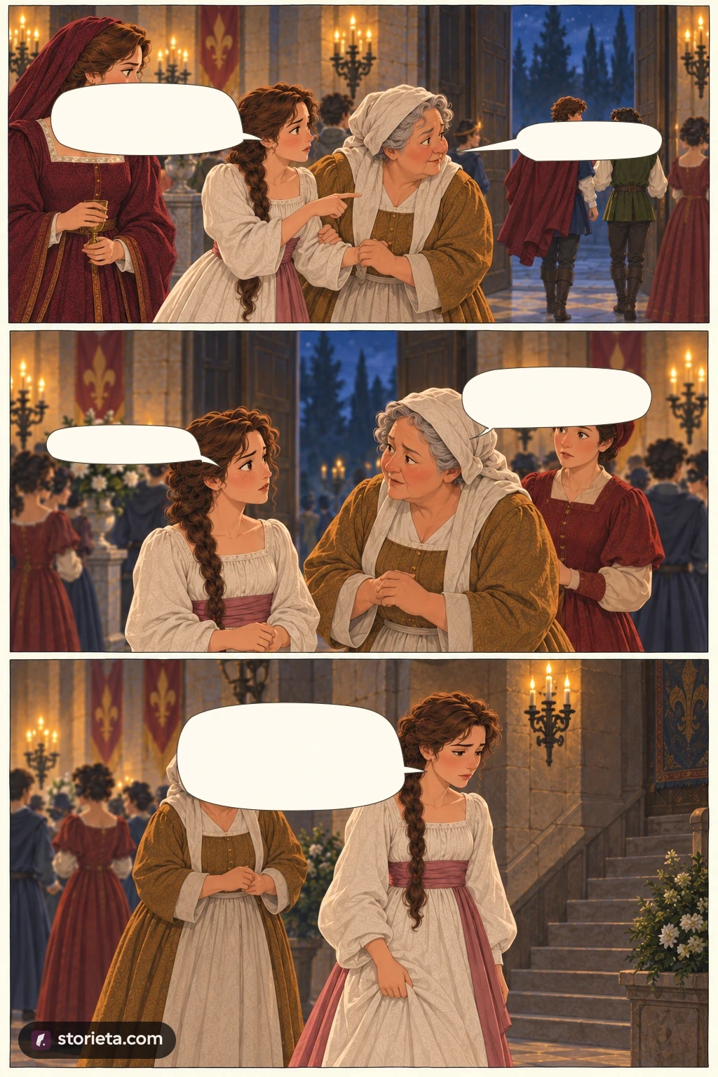 Romeo and Juliet, illustrated page 13: Who was that? The one leaving.