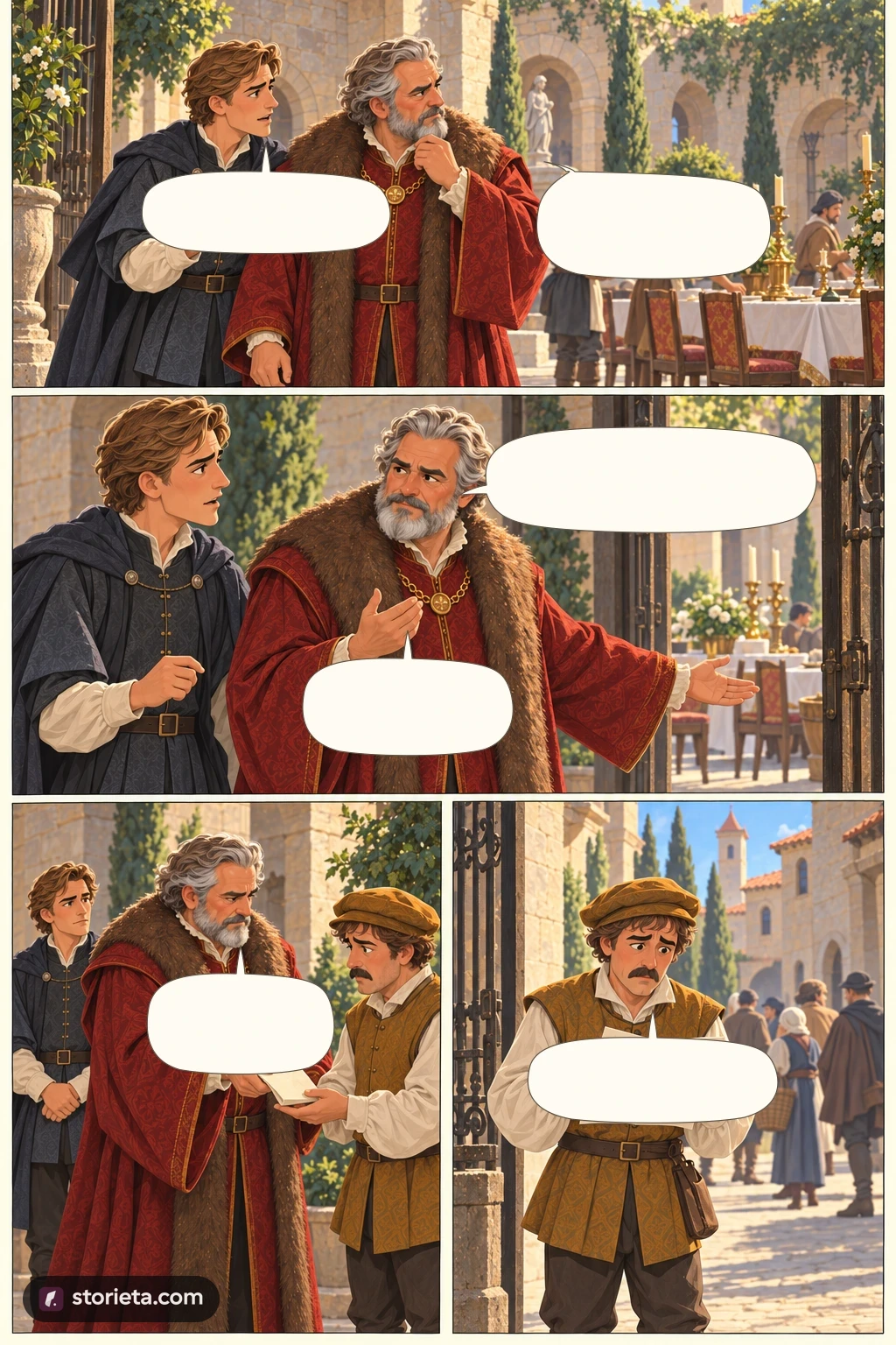 Romeo and Juliet, illustrated page 6: May I marry your daughter Juliet?