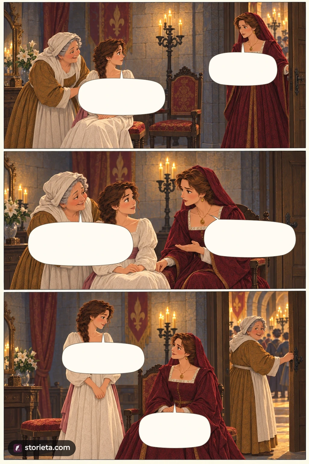 Romeo and Juliet, illustrated page 8: Juliet, Paris has asked to marry you.