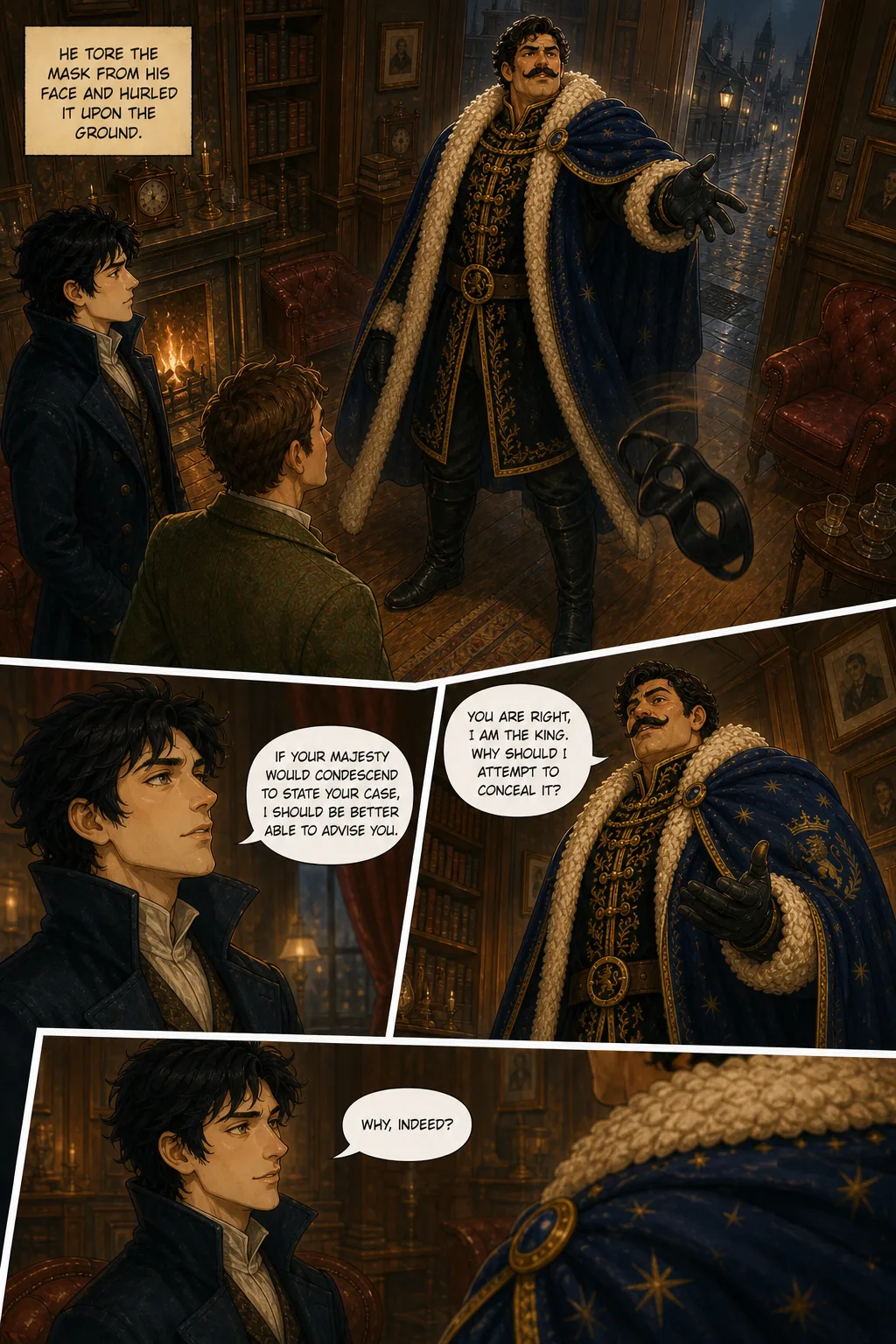 The Adventures of Sherlock Holmes, illustrated page 11: He tore the mask from his face and hurled it upon the ground.