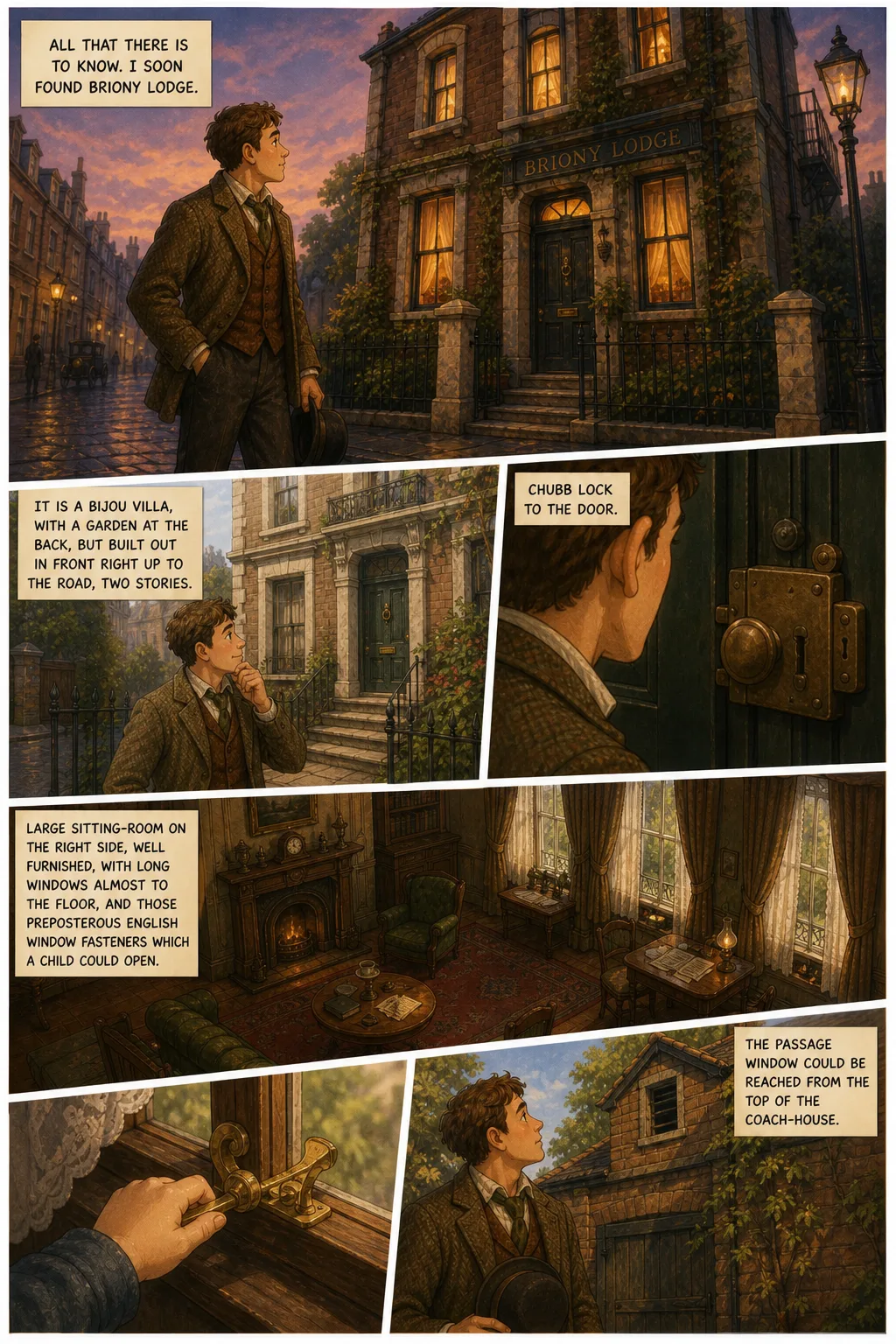 The Adventures of Sherlock Holmes, illustrated page 17: all that there is to know. I soon found Briony Lodge.