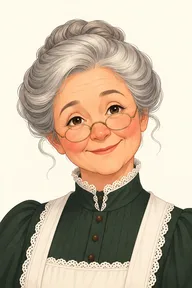 Illustrated portrait of Mrs. Hudson