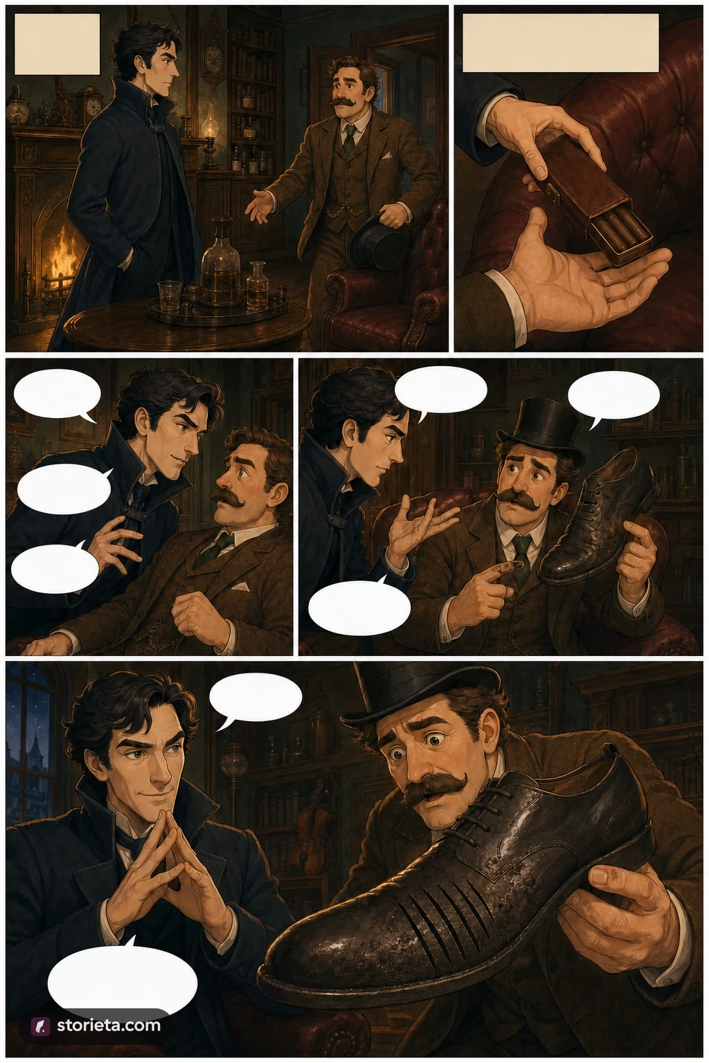 The Adventures of Sherlock Holmes, illustrated page 3: I rang the bell.