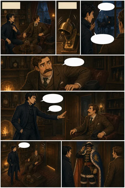 The Adventures of Sherlock Holmes, illustrated page 7: As he spoke there was the sharp sound of horses’ hoofs.