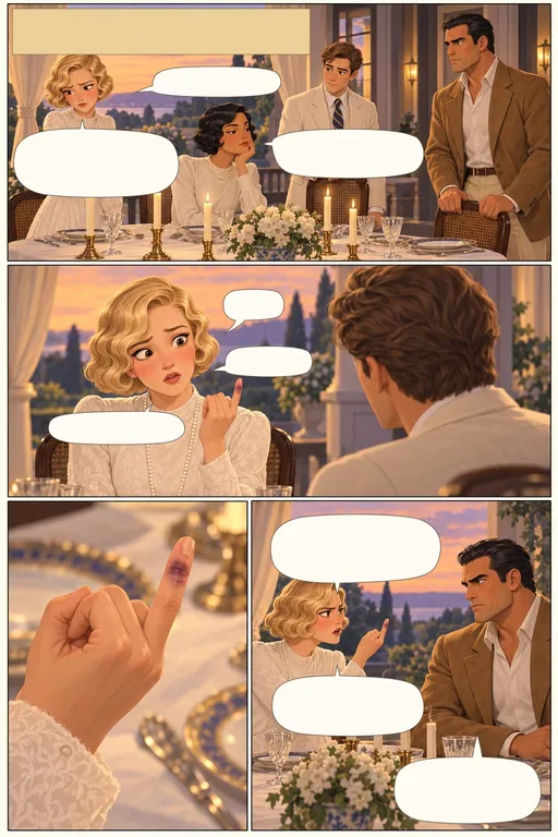 The Great Gatsby, illustrated page 9: We went out onto a rosy-coloured porch, open toward the sunset.