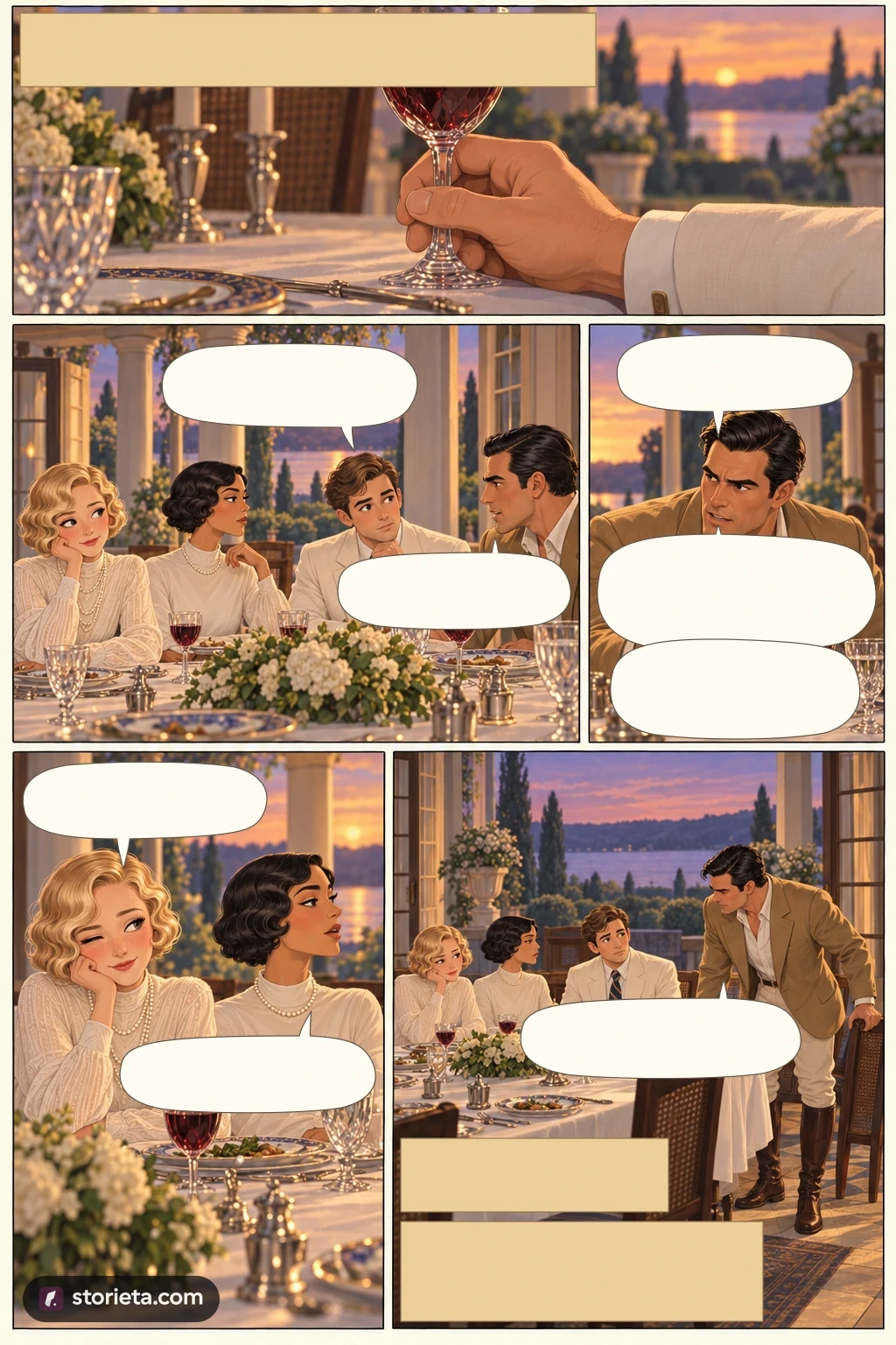The Great Gatsby, illustrated page 10: Their evening would be casually put away; in the West it hurried from phase to phase.