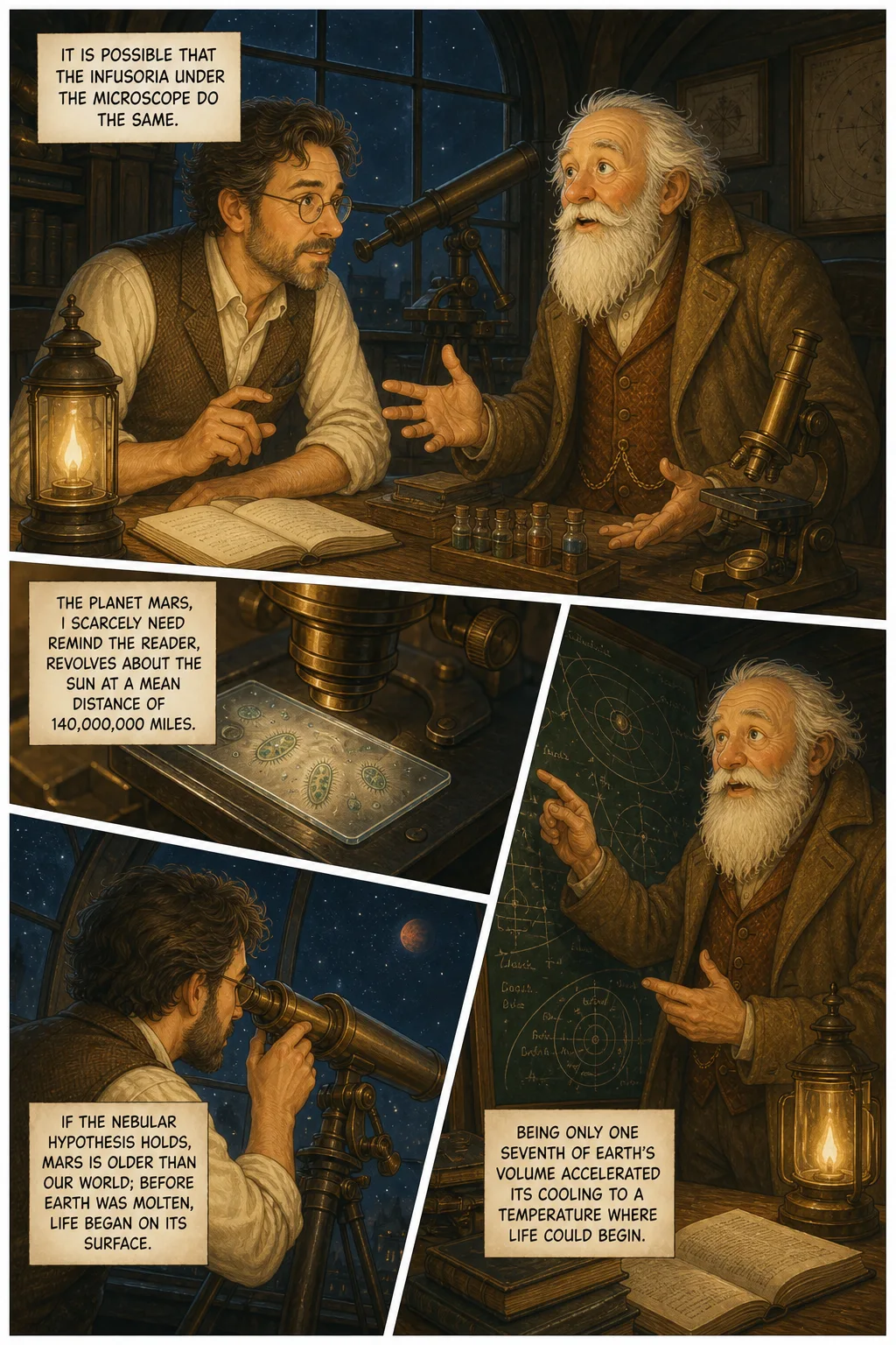 The War of the Worlds, illustrated page 2: It is possible that the infusoria under the microscope do the same.